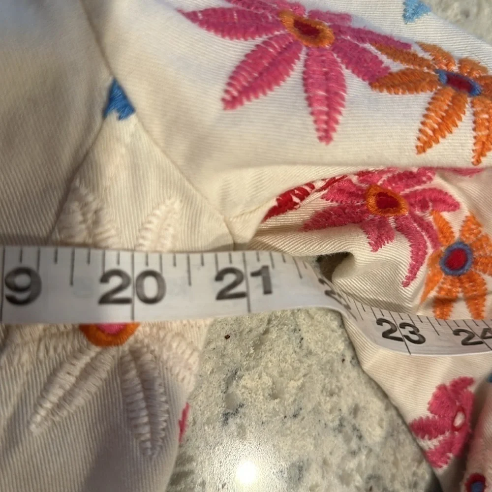 Johnny Was jacket tan blazer embroidered floral multicolored size medium